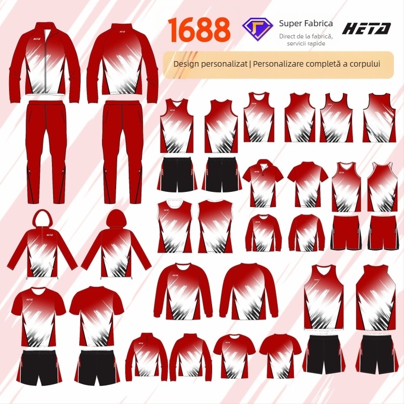 Set tricouri baschet cu imprimeu all-over și design prin transfer termic, material poliester (100% poliester), pentru bărbați adulți.