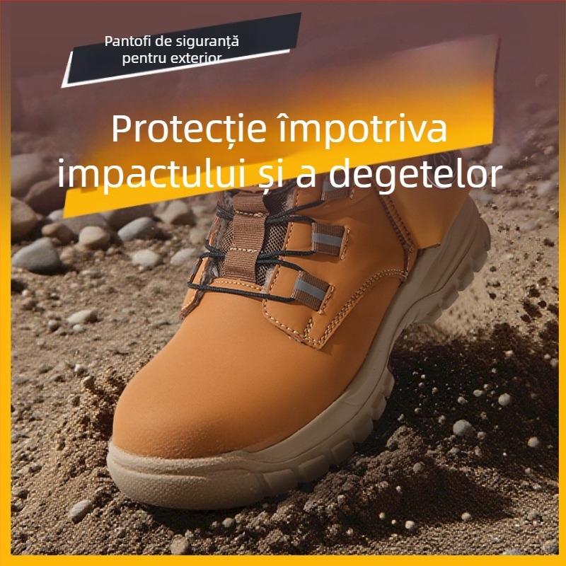 Pantofi de muncă încălziți cu încălzire USB, protecție împotriva ciocnirii și înțepării, pantofi de zăpadă pentru exterior, partea superioară din piele sintetică, talpă din cauciuc