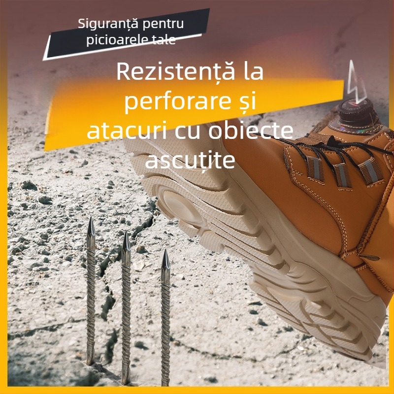 Pantofi de muncă încălziți cu încălzire USB, protecție împotriva ciocnirii și înțepării, pantofi de zăpadă pentru exterior, partea superioară din piele sintetică, talpă din cauciuc