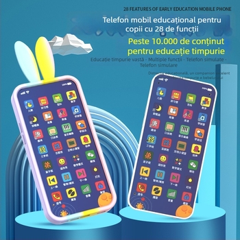Telefon educațional pentru copii 4–6 ani – Telefon interactiv cu ecran tactil pentru învățare, baterie Li-ion reîncărcabilă, mesaje muzicale și jocuri părinte-copil
