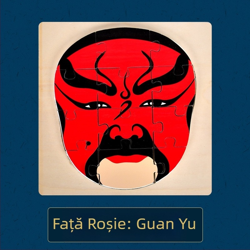 Puzzle din lemn cu schimbare a feței din Opera din Beijing, purtabil, pentru adulți și copii, DIY, vârsta 4–6 ani