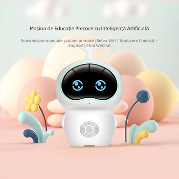 Robot educativ pentru copii – dispozitiv interactiv de învățare cu muzică/voce, aplicație mobilă, corp ABS, model M9, potrivit pentru copii 4–6 ani