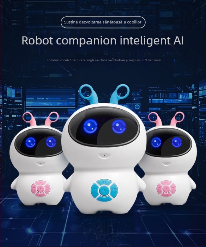 Robot educativ pentru copii – dispozitiv interactiv de învățare cu muzică/voce, aplicație mobilă, corp ABS, model M9, potrivit pentru copii 4–6 ani