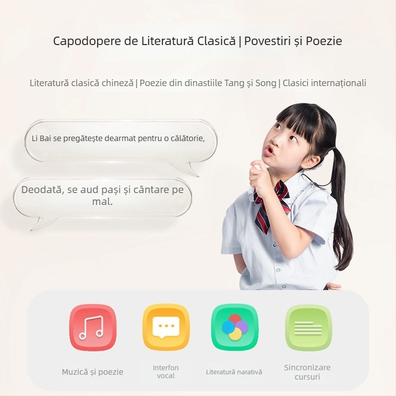 Robot educativ pentru copii – dispozitiv interactiv de învățare cu muzică/voce, aplicație mobilă, corp ABS, model M9, potrivit pentru copii 4–6 ani