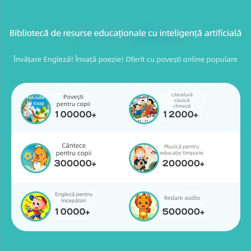 Robot educativ pentru copii – dispozitiv interactiv de învățare cu muzică/voce, aplicație mobilă, corp ABS, model M9, potrivit pentru copii 4–6 ani