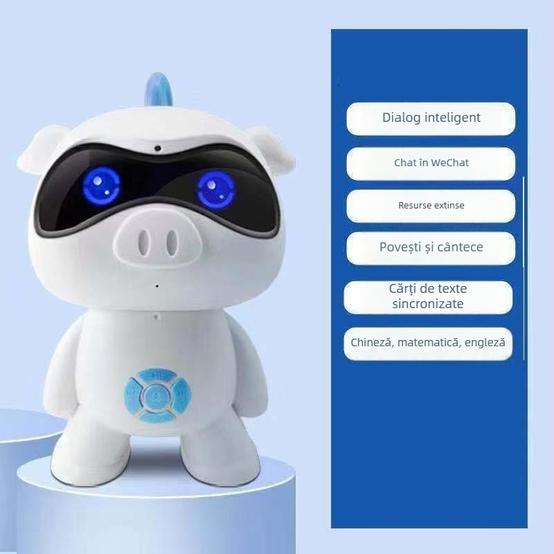 Robot educativ pentru copii – dispozitiv interactiv de învățare cu muzică/voce, aplicație mobilă, corp ABS, model M9, potrivit pentru copii 4–6 ani