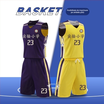 Set de uniforme de baschet pentru copii, patru piese – 100% poliester, uscare rapidă, respirabil, absorbție a umezelii, unisex