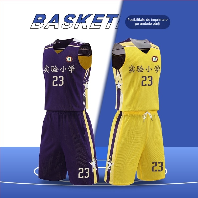 Set de uniforme de baschet pentru copii, patru piese – 100% poliester, uscare rapidă, respirabil, absorbție a umezelii, unisex