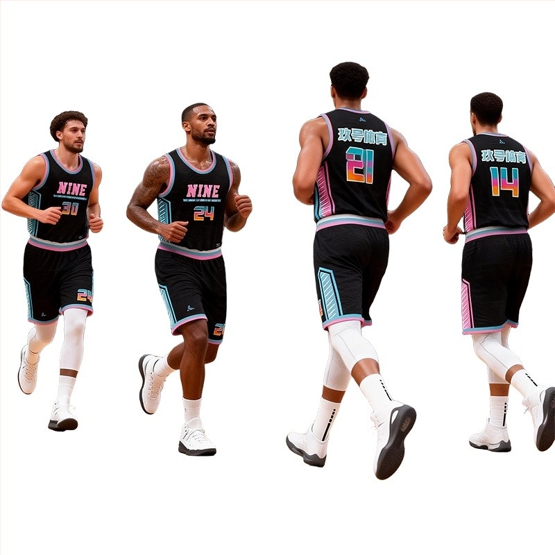 Set de uniformă de baschet pentru adulți, unisex, uscare rapidă, țesătură poliester respirabil (90% poliester), căptușeală poliester, vară