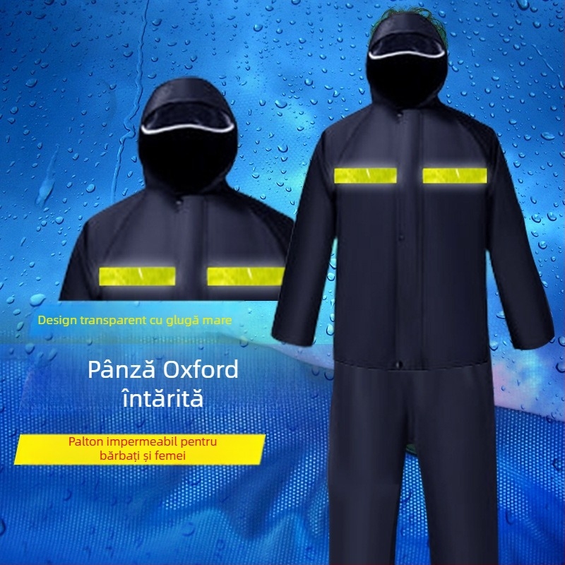 Poncho de ploaie cu model divizat, din stofă Oxford, gros, pentru motocicletă/vehicul electric, adult