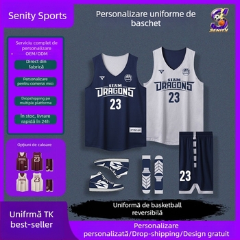 Set de uniformă de baschet cu două fețe, personalizat, unisex adulți, 100% poliester, pentru toate sezoanele