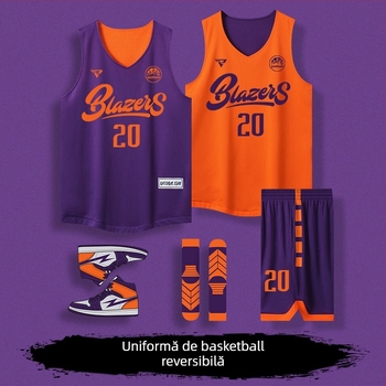Set de uniformă de baschet cu două fețe, personalizat, unisex adulți, 100% poliester, pentru toate sezoanele