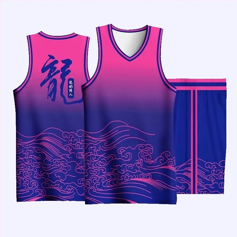 Set de jerseyuri de baschet cu imprimare digitală pe toată suprafața, pentru adulți, unisex, țesătură jacquard din poliester, 100% poliester, cod produs CF001