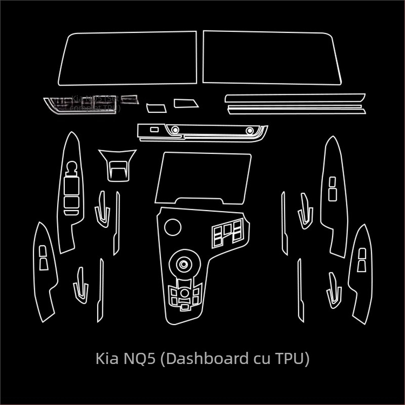 Folie de protecție interioară pentru ecranul de navigație și consola centrală - PET, rezistență la temperaturi înalte și scăzute, poziție: control central, universal aplicabil