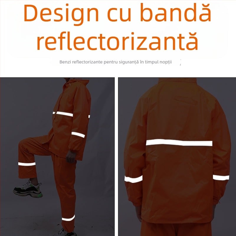 Set de pelerină și pantaloni de ploaie pentru adulți, design împărțit, stil minimalist modern • țesătură Oxford • strat impermeabil PVC • imprimare logo • personalizare disponibilă