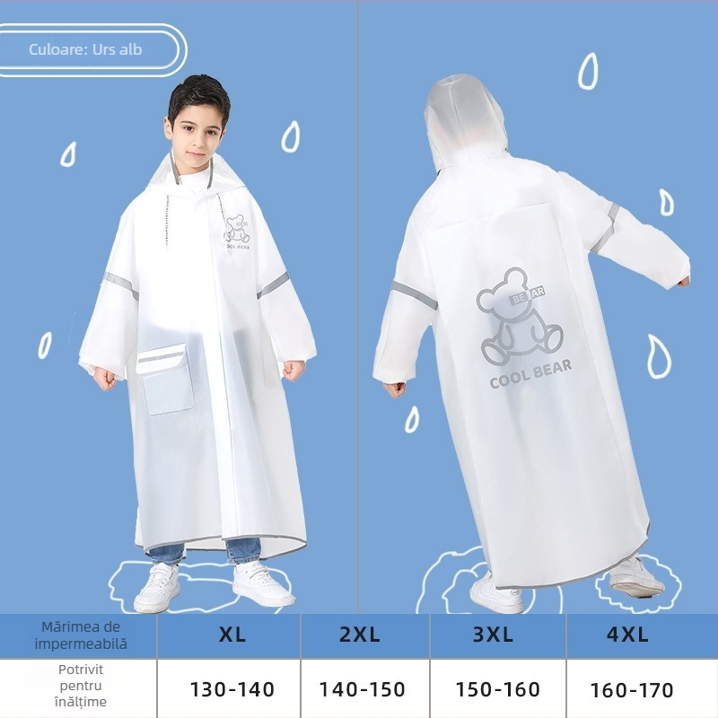 Poncho lung EVA pentru copii, impermeabil, pentru elevi, personalizare cu logo