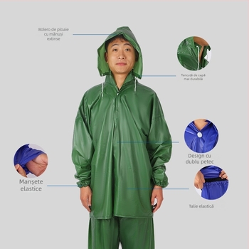 Pelerină de ploaie din PVC cu glugă, grosime mare, impermeabilă, pentru livrare și igienă la locul de muncă