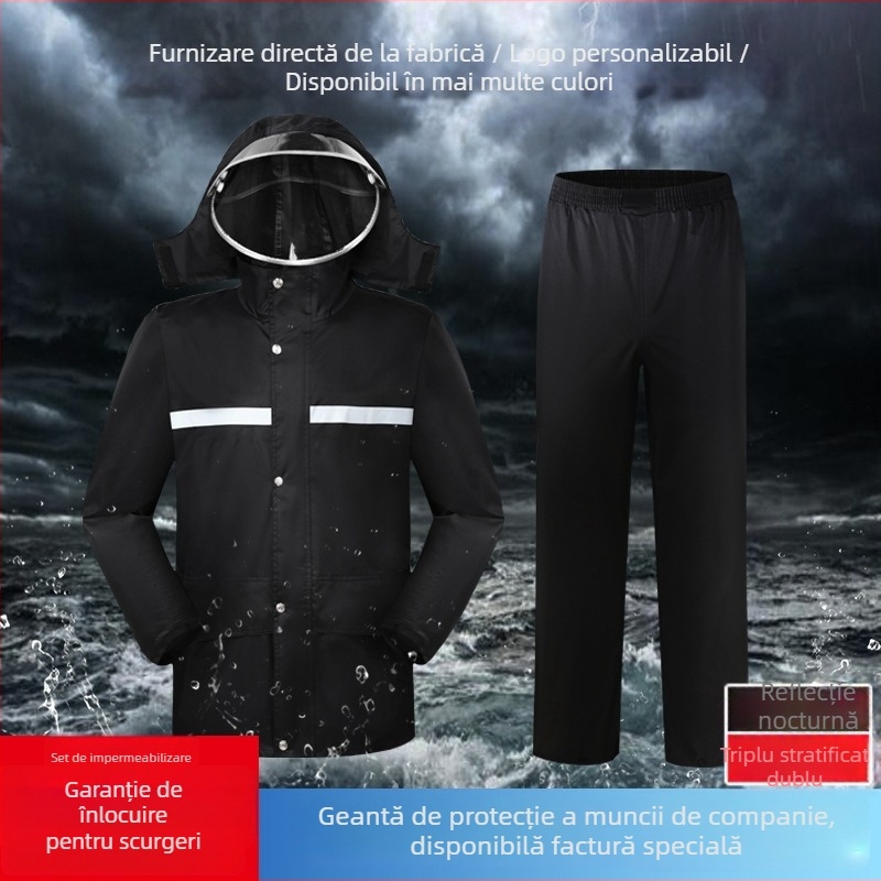 Set de ploaie pentru adulți: palton și pantaloni de ploaie split, cu elemente reflectorizante, pentru serviciu în aer liber, strat impermeabil cu adeziv PVC, țesătură 0,23 mm, brand Juyi Rain