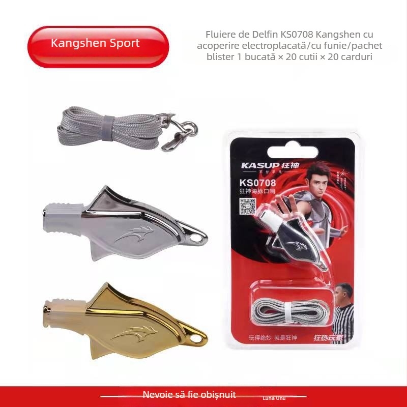 Șuierător metalic cu sunet de delfin pentru arbitri și antrenori la evenimentele sportive școlare; personalizare cu logo