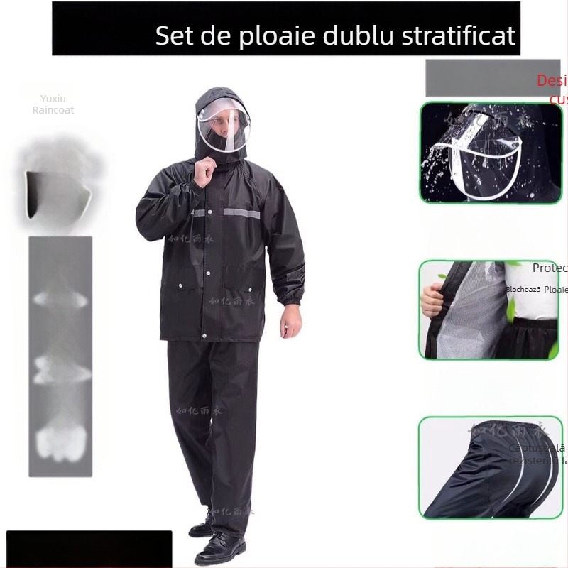 Poncho de ploaie pentru motocicletă, din pongee de primăvară, dublu strat, gros, reflectorizant, cu adeziv PVC