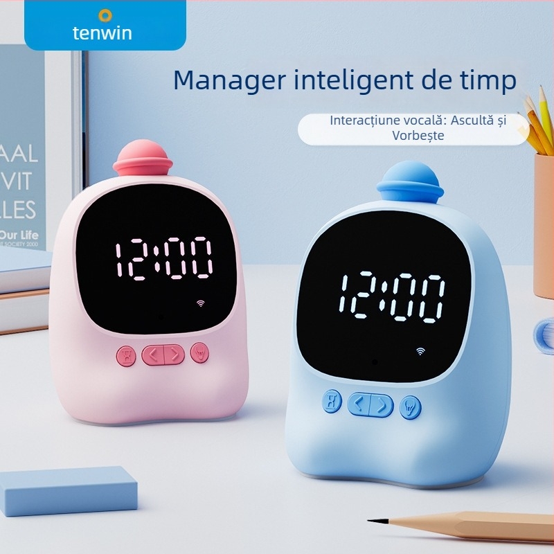 Ceas deșteptător astronomic educațional – afișaj LED digital, alimentat cu baterii, timp mondial, alarmă, iluminare de noapte