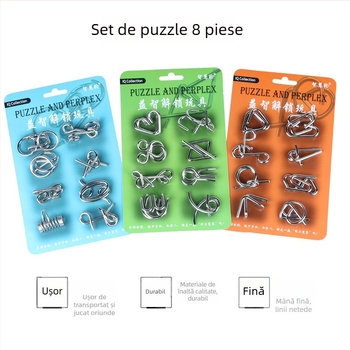 Puzzle cu nouă inele metalice, încuietoare din fier, set de 8 piese, antrenament pentru răbdare