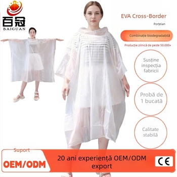 Poncho biodegradabil din PLA pentru adulți, cu glugă, acoperire totală a corpului, țesătură 12 denier, imprimare logo și personalizare