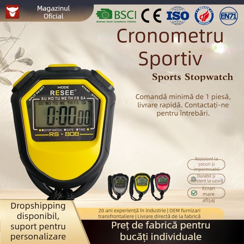 Cronometru electronic de sport cu carcasă ABS, suprafață anti-derapare, greutate 27 g, model BF-808