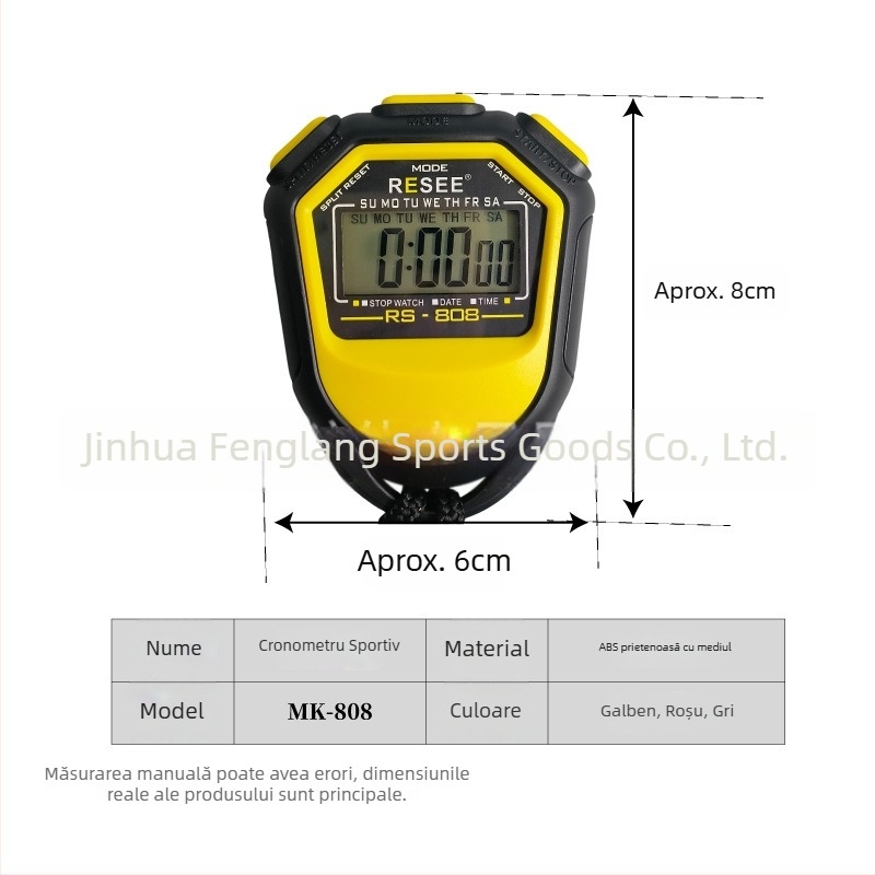 Cronometru electronic de sport cu carcasă ABS, suprafață anti-derapare, greutate 27 g, model BF-808