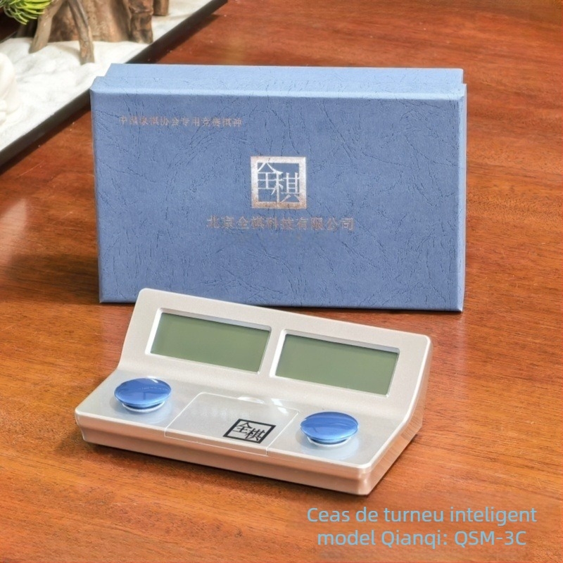 Ceas electronic de șah cu funcția pauză, bază antiderapantă, ecran cu 2 rânduri, greutate 330 g, pentru șah și jocuri de cărți