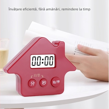 Cronometru de bucătărie în formă de casă – LCD digital, bază magnetică, 99:59, alimentat cu baterie