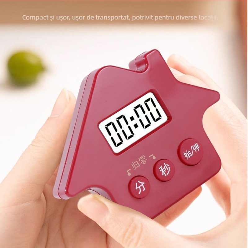 Cronometru de bucătărie în formă de casă – LCD digital, bază magnetică, 99:59, alimentat cu baterie