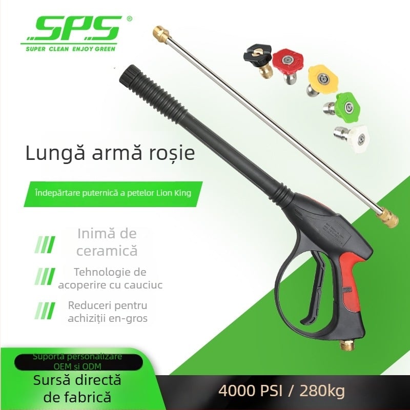Pistol cu presiune înaltă SPS Lion King, cap din cupru, mâner din cauciuc + plastic tehnic, rază de stropire 10 m, presiune 280 bar / 4000 PSI, greutate 0,91 kg