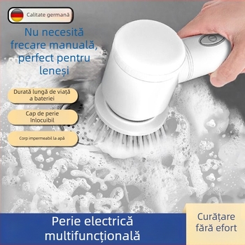 Perie de curățare electrică portabilă, fără fir, pentru bucătărie, baie și colțuri de toaletă; ABS material; 365 g