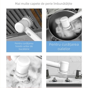 Perie de curățare electrică portabilă, fără fir, pentru bucătărie, baie și colțuri de toaletă; ABS material; 365 g