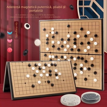 Go magnetic și Gomoku 2 în 1 – tablă pliabilă din plastic, jucărie educativă pentru vârstele 4–35