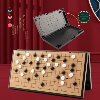 Go magnetic și Gomoku 2 în 1 – tablă pliabilă din plastic, jucărie educativă pentru vârstele 4–35