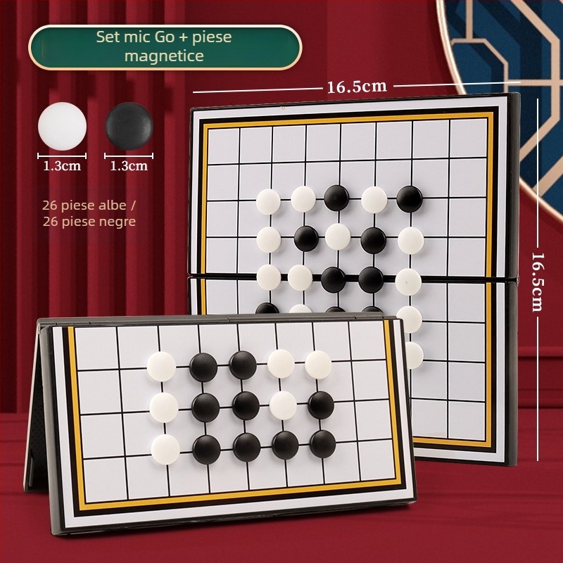 Go magnetic și Gomoku 2 în 1 – tablă pliabilă din plastic, jucărie educativă pentru vârstele 4–35