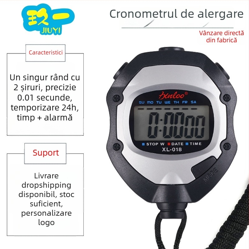 Cronometru electronic cu funcție de pauză, corp ABS, antiderapant, potrivit pentru alergare și fitness