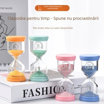 Clepsidră în formă de macaron, luminoasă, din sticlă borosilicat de înaltă calitate, suflată