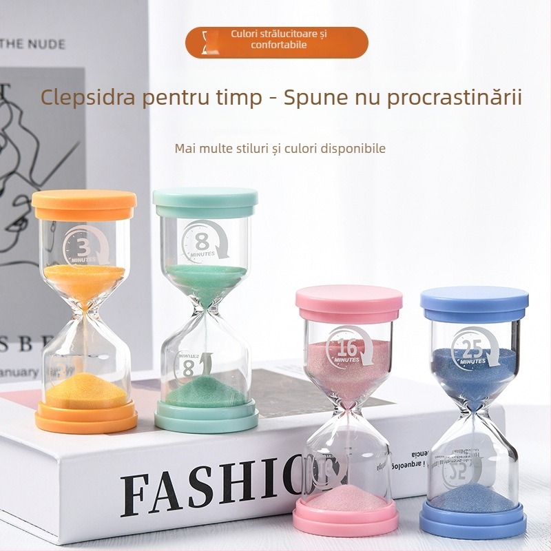 Clepsidră în formă de macaron, luminoasă, din sticlă borosilicat de înaltă calitate, suflată