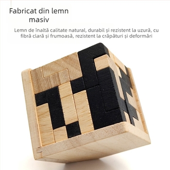 Puzzle din lemn Luban Lock — 54T, inspirat de Tetris, pentru adulți și adolescenți 14+, relaxare mentală, ambalaj blister