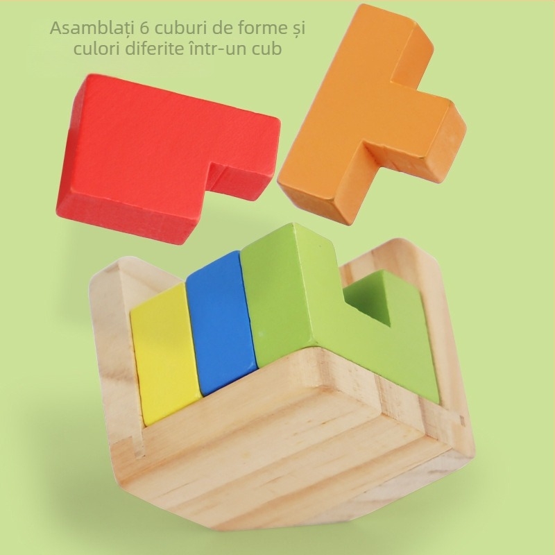 Puzzle din lemn 3D – eliberare și deblocare; (material: lemn; categorie: eliberare/deblocare; vârstă: 4–6 ani; personalizare disponibilă)