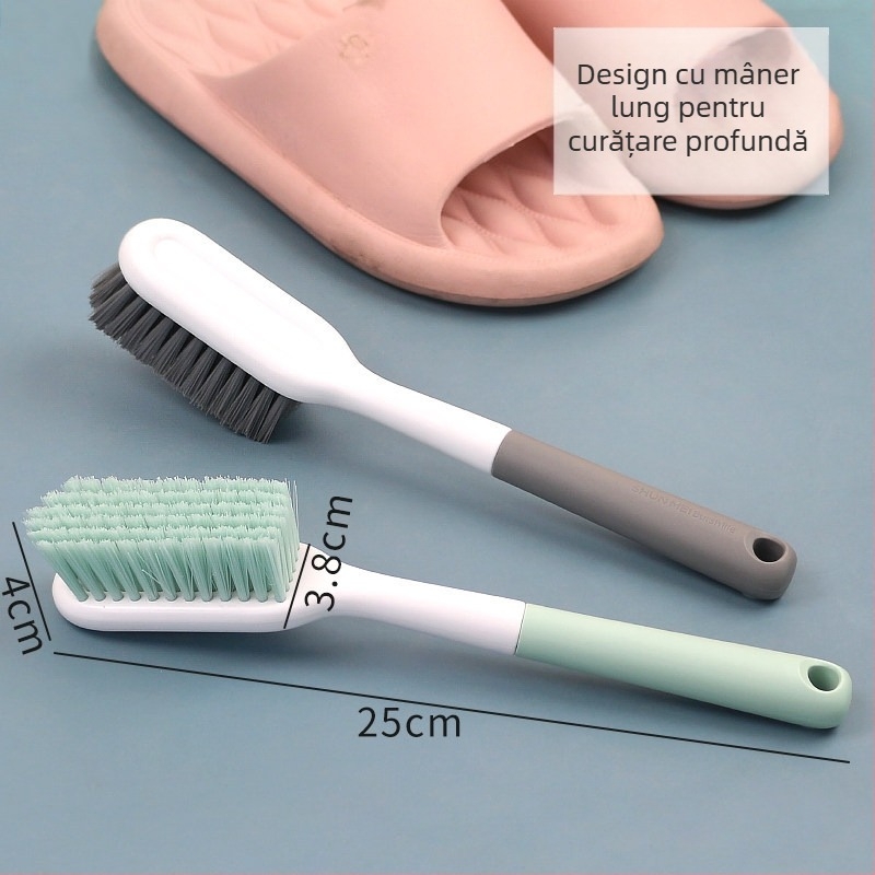 Perie pentru încălțăminte cu mâner lung, peri dure, impermeabilă, material fleece