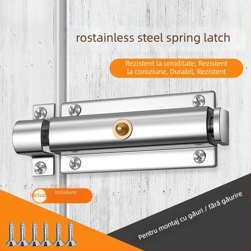 Încuietoare automată cu bolt cu arc pentru ușă - oțel inoxidabil, finisaj electroplacat, model: Altul