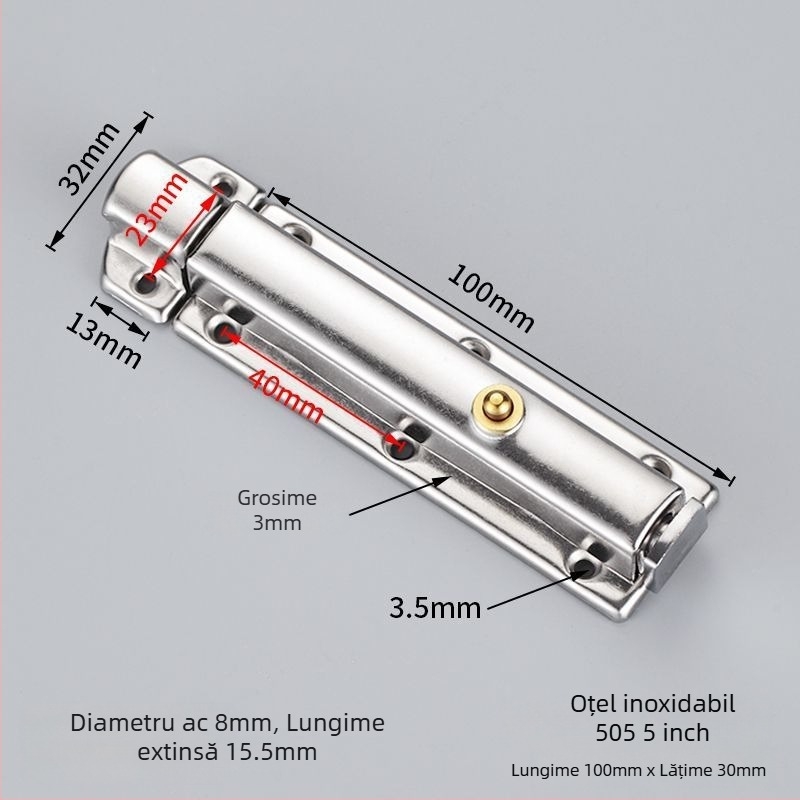Încuietoare automată cu bolt cu arc pentru ușă - oțel inoxidabil, finisaj electroplacat, model: Altul