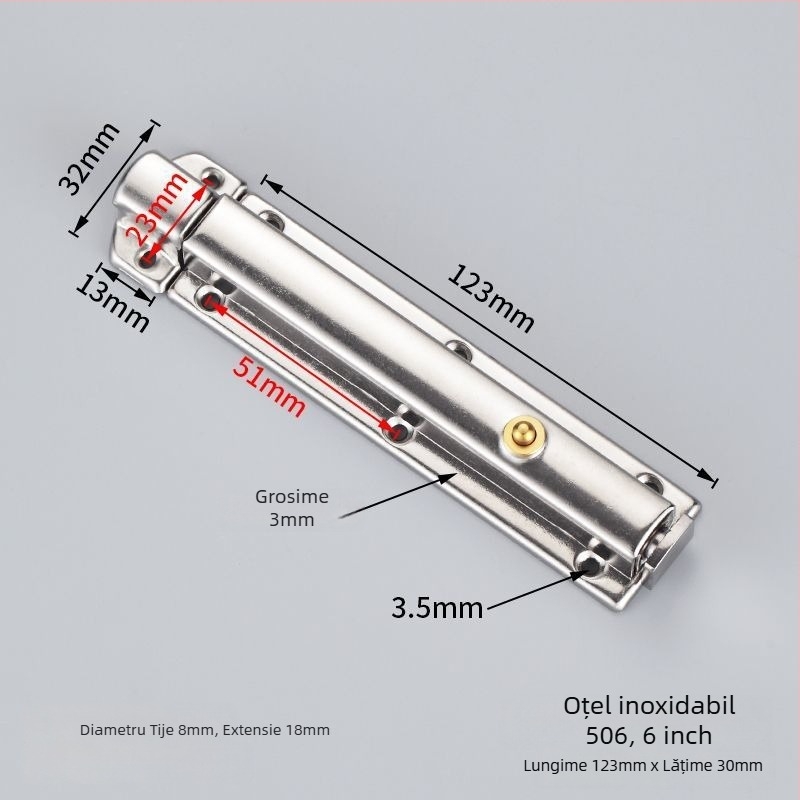 Încuietoare automată cu bolt cu arc pentru ușă - oțel inoxidabil, finisaj electroplacat, model: Altul