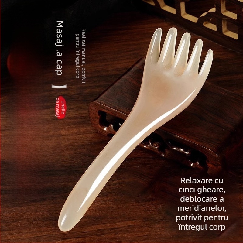 Masajor pentru cap cu cinci gheare – bambus, logo tipărit