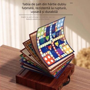 Geming Joc educațional All-in-One pentru copii: tablă de joc multifuncțională cu Flying Chess, Checkers, Go, Backgammon și Șah — educațional, interactiv, stimulează comunicarea părinte-copil; potrivit pentru 0–3 ani.