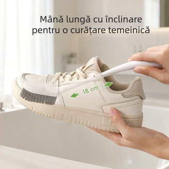 FaSoLa Perie pentru pantofi cu mâner lung, peri moi care nu deteriorează pantofii; perie de curățare anti-murdărire; materiale: HIPS, PP, PVC